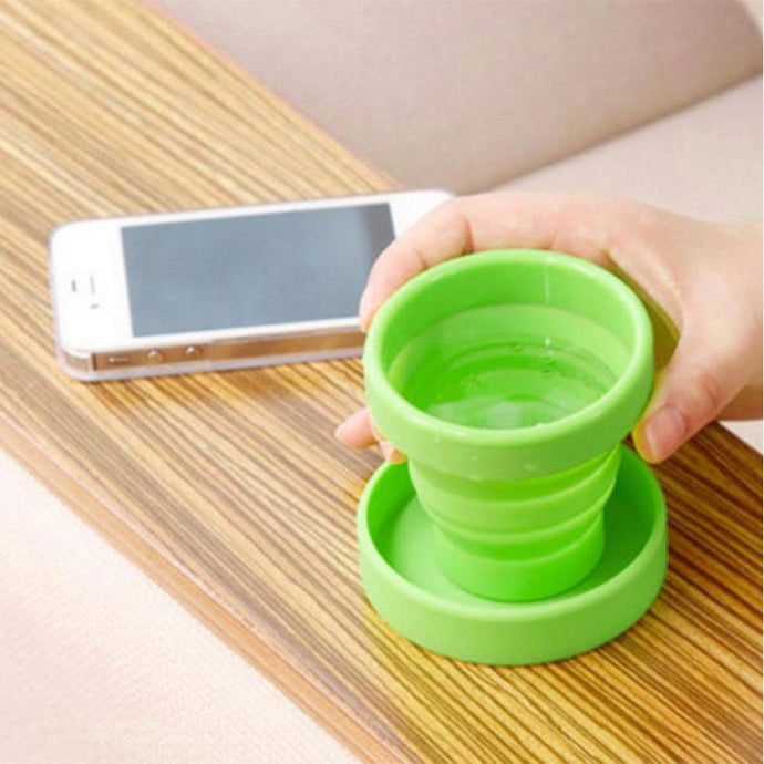 Portable Solid Color Water Silicone Cups Folding Gargle Telescopic Cups w/Cover For Outdoor Travel Drinkware Tools